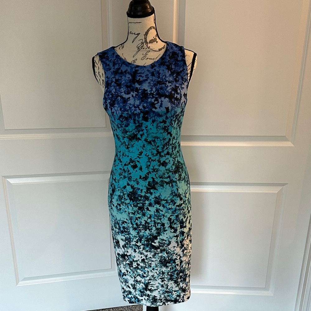 Vince Camuto Oceanic Print Midi Dress